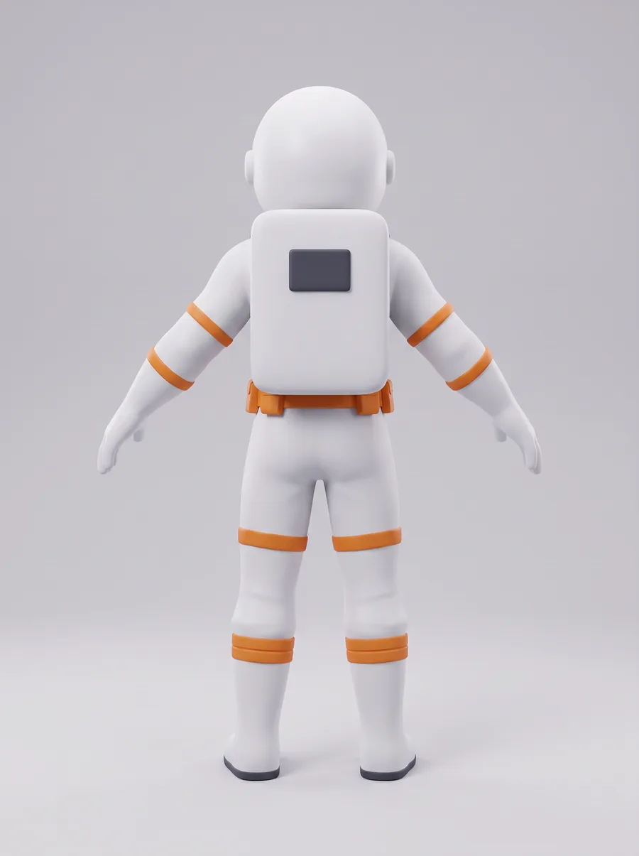 Astronaut concept, back view with backpack