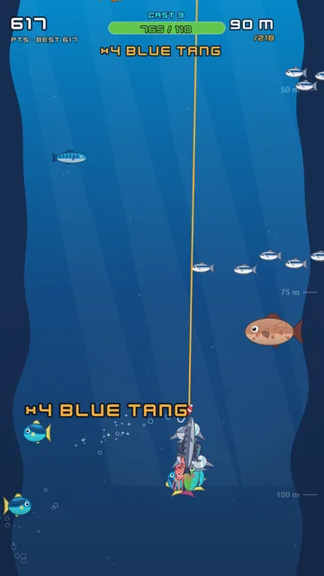 A x4 Blue Tang chain on the way up through the reef on cast 3