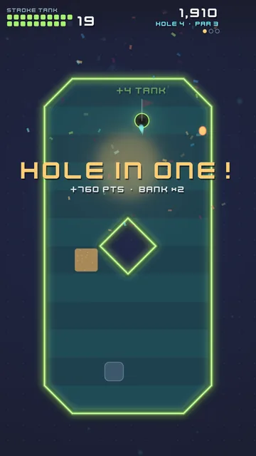 A hole in one off the wall: +760 pts and four strokes back in the tank